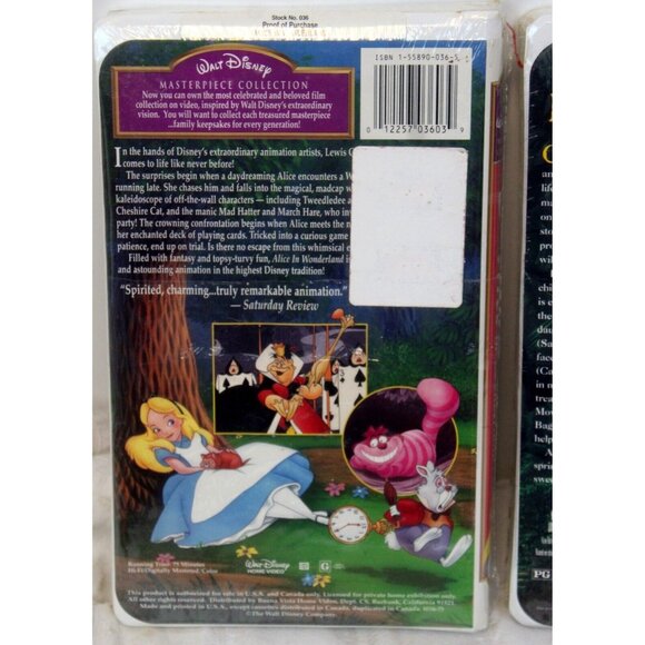 NEW VTG 4 Disney VHS Tape Movies Beauty Jungle Alice Aladdin Factory Sealed CC - Picture 9 of 10